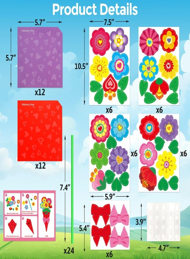 WorldBazaar Valentines Day Flower Craft for Kids 24Pcs Valentine Heart Floral Paper Craft School Classroom Home Valentines Activities - Image 3